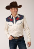 Embroidered Old West  Mens Western Shirt ~ P/R TWILL W/CONTRAST BU YOKES