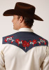 Embroidered Old West  Mens Western Shirt ~ P/R TWILL W/CONTRAST BU YOKES