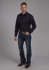 Embroidered Old West  Mens Western Shirt ~ POLY/RAYON WESTERN SHIRT-BLACK