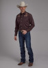 Embroidered Old West  Mens Western Shirt ~ POLY/RAYON WESTERN SHIRT-BROWN