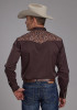 Embroidered Old West  Mens Western Shirt ~ POLY/RAYON WESTERN SHIRT-BROWN