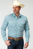 Pearl Snap Mens Western Shirt ~ STRETCH POPLIN - TEAL PAISLEY