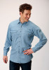 Pearl Snap Mens Western Shirt ~ LT BLUE DENIM