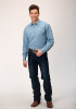Pearl Snap Mens Western Shirt ~ LT BLUE DENIM