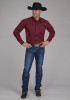 Big & Tall Men's Western Shirt ~.BLACK FILL POPLIN - RED