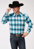 Roper Big & Tall Long Sleeve Western Shirt ~ STRETCH POPLIN - TURQUOISE PLAID