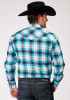 Roper Big & Tall Long Sleeve Western Shirt ~ STRETCH POPLIN - TURQUOISE PLAID