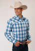 Roper Big & Tall Long Sleeve Western Shirt ~ BLUE BROOK PLAID