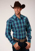 Roper Big & Tall Long Sleeve Western Shirt ~ BLUE SHADOW