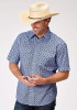 Roper Big & Tall short Sleeve Western Shirt ~ BLUE SKIES TIE PRINT