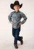 Boys Western Cowboy  Snap Shirt ~GRAY FOG AZTEC PRINT