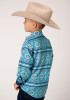 Boys Western Cowboy  Snap Shirt ~ BLUE HORIZON AZTEC