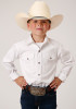 Boys Western Cowboy  Snap Shirt ~ SOLID POPLIN WESTERN MODEL VERGTD SNAP-WHITE