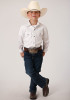 Boys Western Cowboy  Snap Shirt ~ SOLID POPLIN WESTERN MODEL VERGTD SNAP-WHITE