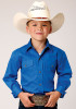 Boys Western Cowboy  Snap Shirt ~ SOLID POPLIN 1PT BACK YOKE VERGTD SNAP