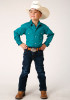 Boys Western Cowboy  Snap Shirt ~ STRETCH - TURQUOISE