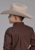 Boys Western Cowboy  Snap Shirt ~  BLACK FILL POPLIN - POLIN BROWN