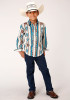 Boys Western Cowboy Embroidered Snap Shirt ~ RETRO STRIPE