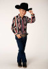 Boys Western Cowboy Embroidered Snap Shirt ~ SERAPE STRIPE