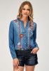Womens Roper Western Shirt ~ LT WT MED BLUE DENIM BLOUSE
