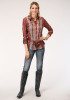 Womens Western Shirt ~ RUST FLORAL BORDER