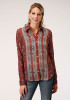 Womens Western Shirt ~ RUST FLORAL BORDER