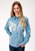 Studio West Womens Western Shirt ~ Denim Fringe