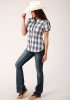 Womens Short Sleeve Cowgirl Shirt ~ DENIM OMBRE