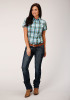 Womens Short Sleeve Cowgirl Shirt ~ MEADOW PLAID