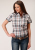 Womens Short Sleeve Cowgirl Shirt ~ SMOKEY PLAID