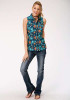 Womens Sleeveless Cowgirl Shirt ~ NEW TROPTICAL PRINT