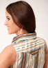 Womens Sleeveless  Cowgirl Shirt ~DESERT STRIPE