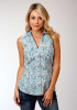 Womens Sleeveless Cowgirl Shirt ~ TURQ PAISLEY