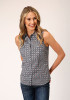 Womens Sleeveless  Cowgirl Shirt ~ SILVER FOULARD