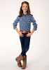 Girl's Western Cowgirl Shirt ~ INDIGO PAISLEY