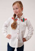 Girl's Western Cowgirl Shirt ~ Desert Embroidered White Denim
