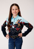 Girl's Western Cowgirl Shirt ~COWGIRL BORDER PRT RAYON