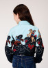 Girl's Western Cowgirl Shirt ~COWGIRL BORDER PRT RAYON