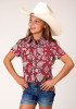 Girl's Western Cowgirl Shirt ~RED TROPICS