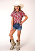 Girl's Western Cowgirl Shirt ~RED TROPICS
