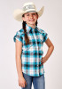 Roper Girls Western Shirt ~ STRETCH POPLIN - TURQUOISE PLAID