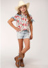 Girl's Western Short - Sleeve Cowgirl Shirt ~BOOT PRT