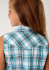 Girl's Western Sleeveless Cowgirl Shirt ~ SEA PLAID