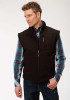 Men's Western Vest ~ BLACK WITH BLACK FLEECE