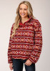 Womens BERRY AZTEC FLEECE