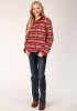 Womens BERRY AZTEC FLEECE