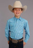 Boys Western Cowboy  Snap Shirt ~ CANDY STRIPE - TURQ OWS