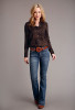 Womens Western Long Sleeve Shirt ~ PATCHWORK BANDANA PRINT