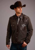 Stetson Jacket  ~ Brown Leather & Canvas Snap Jacket