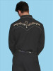 Scully® Mens Black Embroidered Musical Notes Long Sleeve Snap Western Shirt